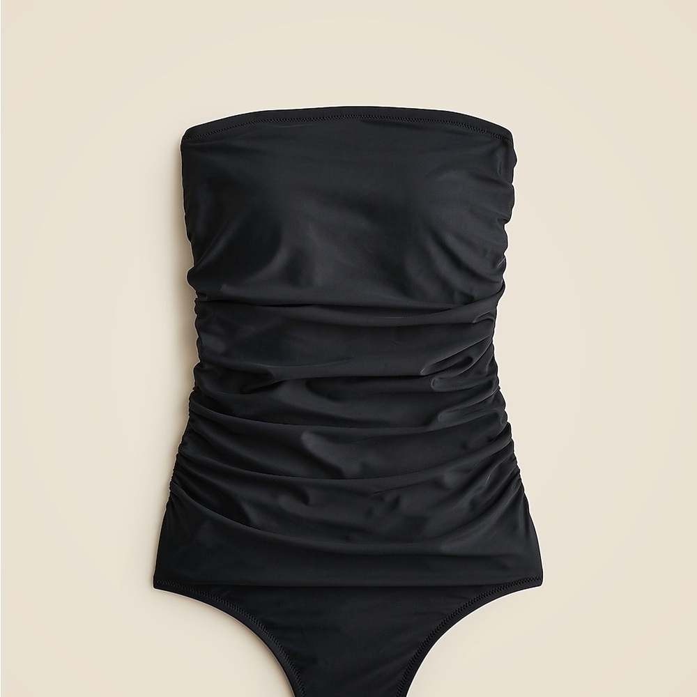 J. Crew Black One-Piece Swimsuit with Ruched Bandeau Design